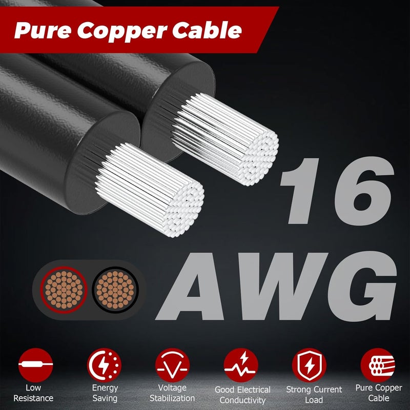 Ullnosoo CB Radio Power Cord, 2 Pack 3 Pin 2-Wire with 12V Lighter Plug Compatible with Cobra Galaxy Stryker Midland Uniden Connex Victrola, 4.8ft 16AWG Heavy Duty Power Cable CB Ham Radio Accessory - Image 2